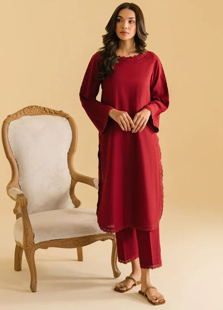 Sahar Pret Casual Jacquard 2 Piece Suit SAWMC-V1-01 Rose garden