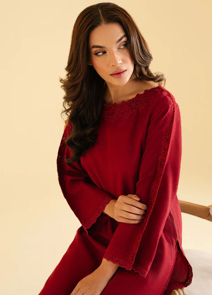 Sahar Pret Casual Jacquard 2 Piece Suit SAWMC-V1-01 Rose garden