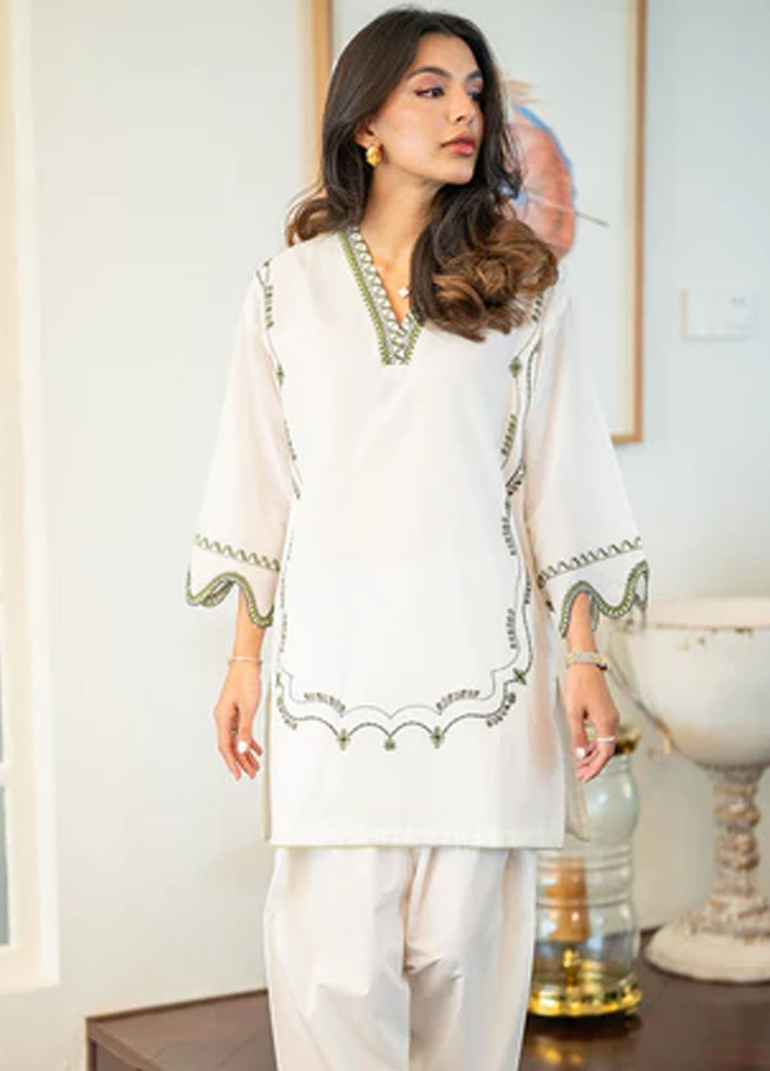 Sahar Pret Embroidered Cambric 2 Piece Suit Porcelain Petal