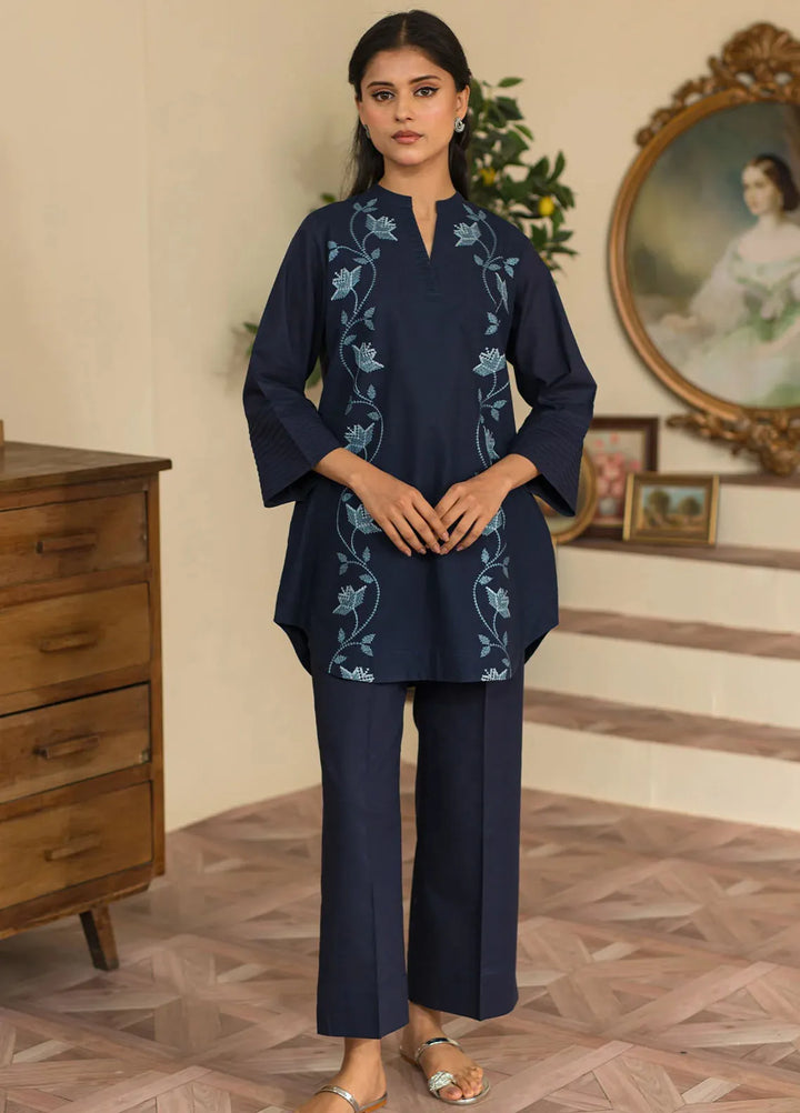 Sahar Pret Embroidered Cotton 2 Piece Suit SSCE-RK-02 Twilight Navy