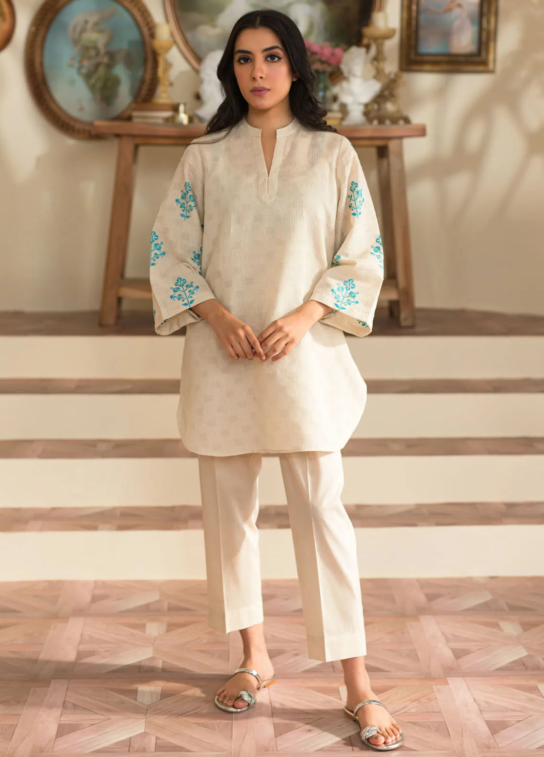 Sahar Pret Embroidered Jacquard 2 Piece Suit SSBE-RR-05 Crossed Charm