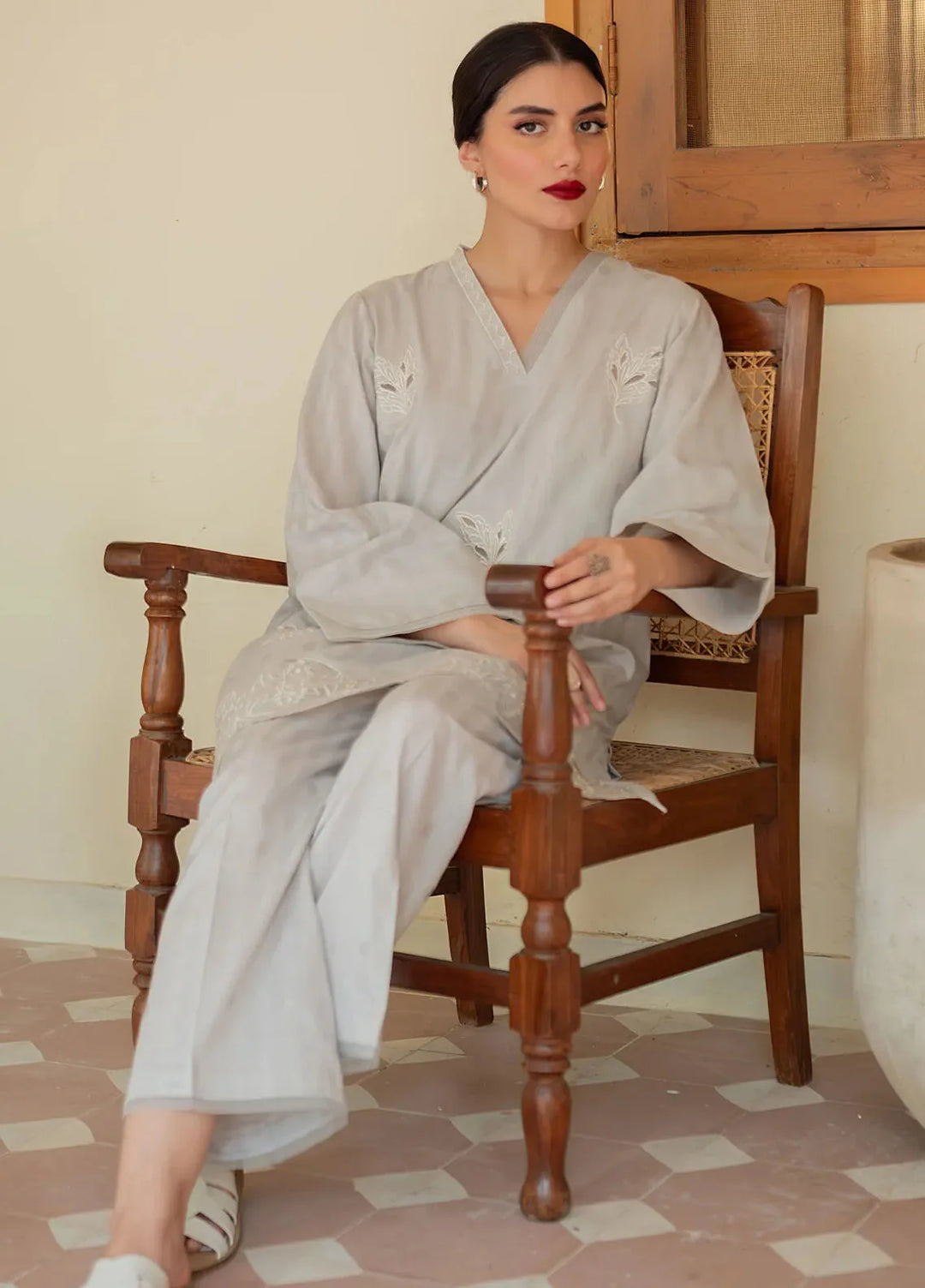 Sahar Pret Embroidered Self Jacquard 2 Piece Suit SSFT-RK-V2-03 Vintage Bloom
