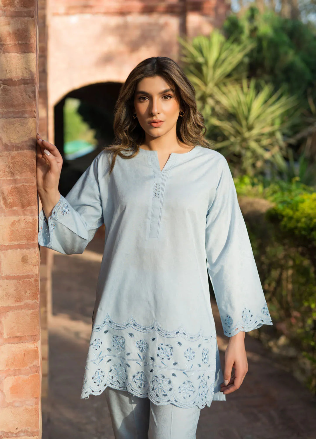 Sahar Pret Embroidered Self Jacquard 2 Piece Suit SSFT-RR-V1-01 Breezy Blues