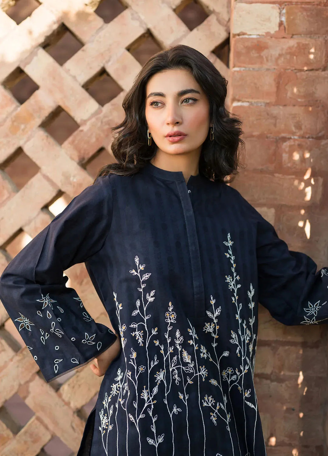 Sahar Pret Embroidered Self Jacquard 2 Piece Suit SSFT-RR-V1-04 Midnight Lore