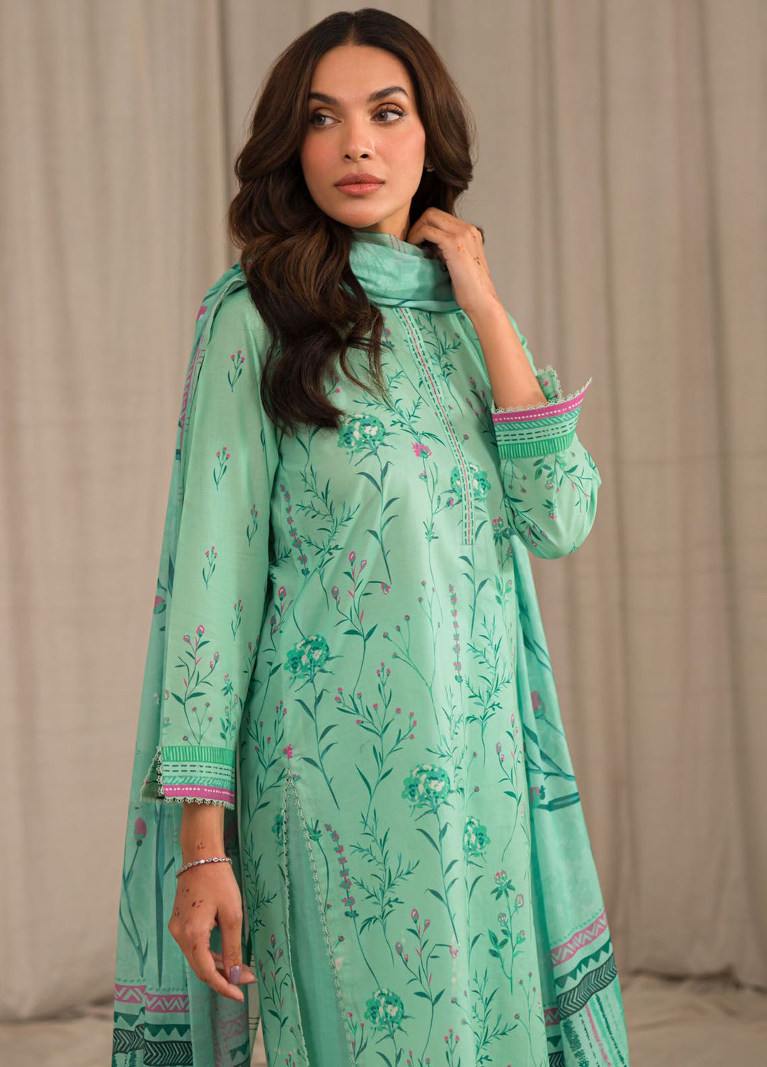 Sahar Printed Lawn Suits Unstitched 3 Piece SHR24PE S24-PL-V1-09 - Summer Collection
