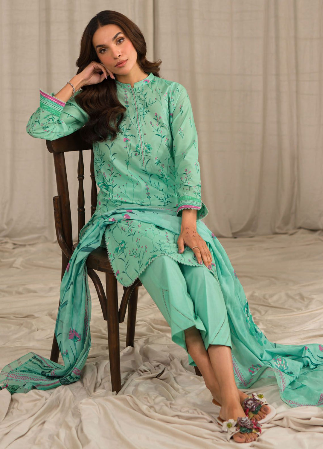 Sahar Printed Lawn Suits Unstitched 3 Piece SHR24PE S24-PL-V1-09 - Summer Collection