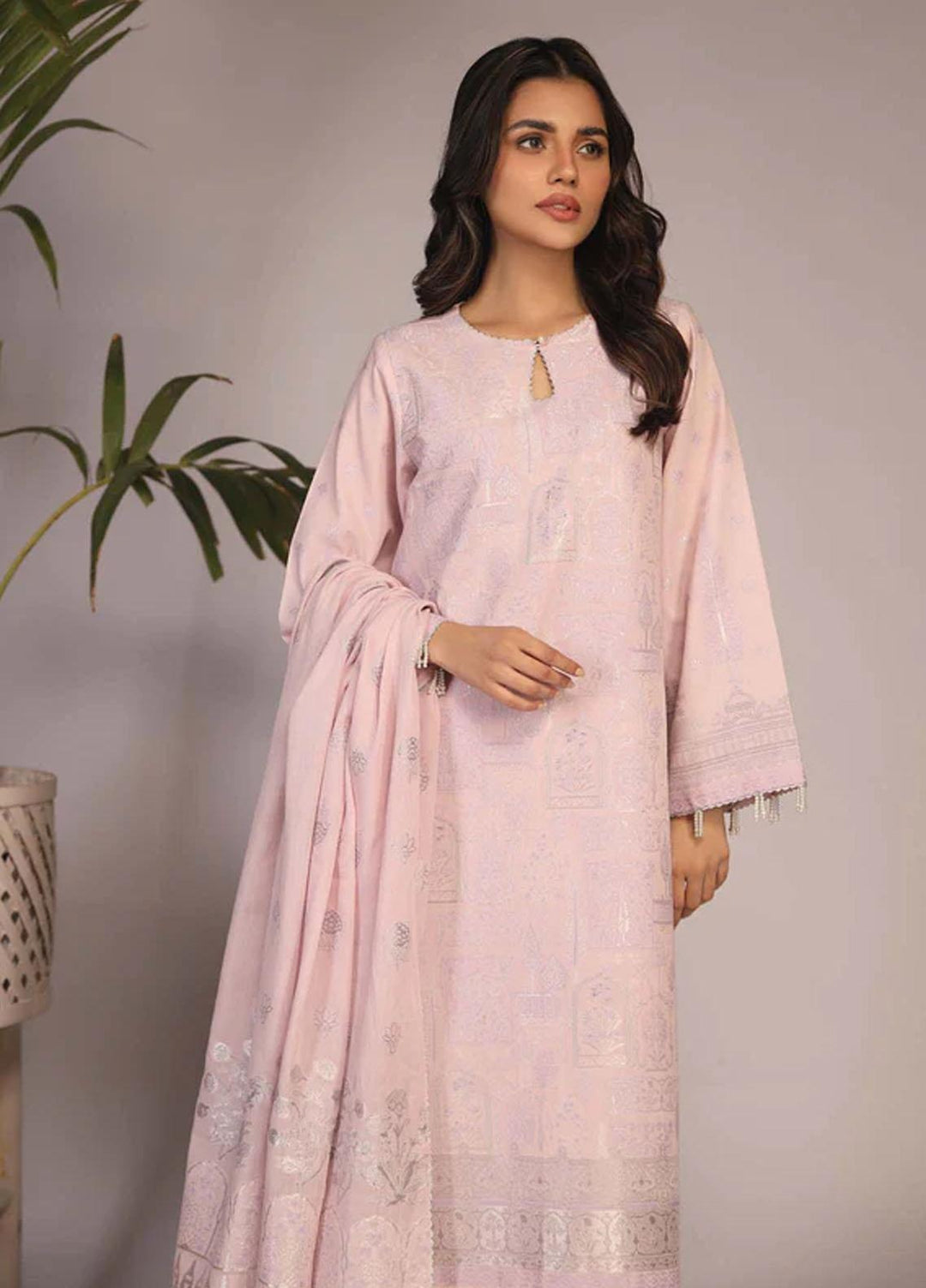 Sahar Printed Jacquard Suits Unstitched 3 Piece SHR23PJ SJ-RM-05 - Premium Collection
