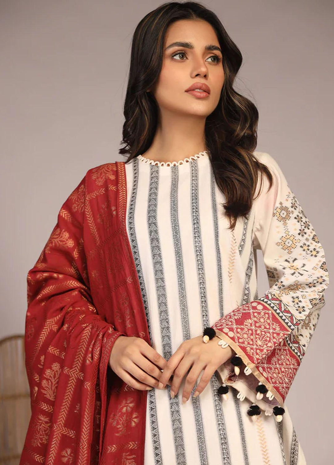 Sahar Printed Jacquard Suits Unstitched 3 Piece SHR23PJ SJ-RM-07 - Premium Collection