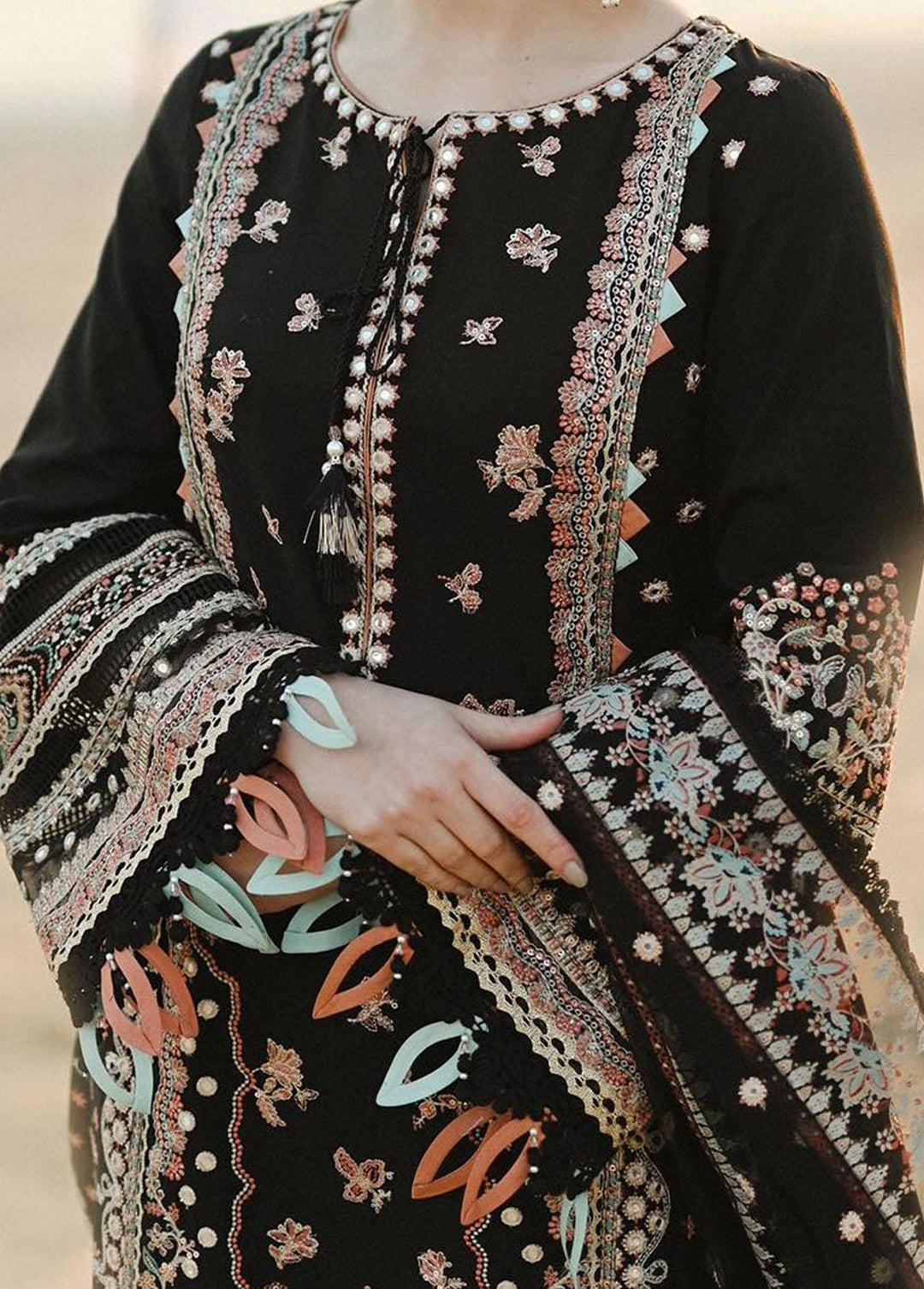 Sahil by Qalamkar Embroidered Lawn Suits Unstitched 3 Piece QLM23S SP-11 Huma - Luxury Collection