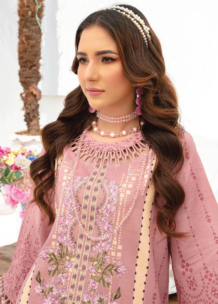 Saira Bano By Humdum Embroidered Lawn Suit Unstitched 3 Piece HD24S D-01 - Summer Collection