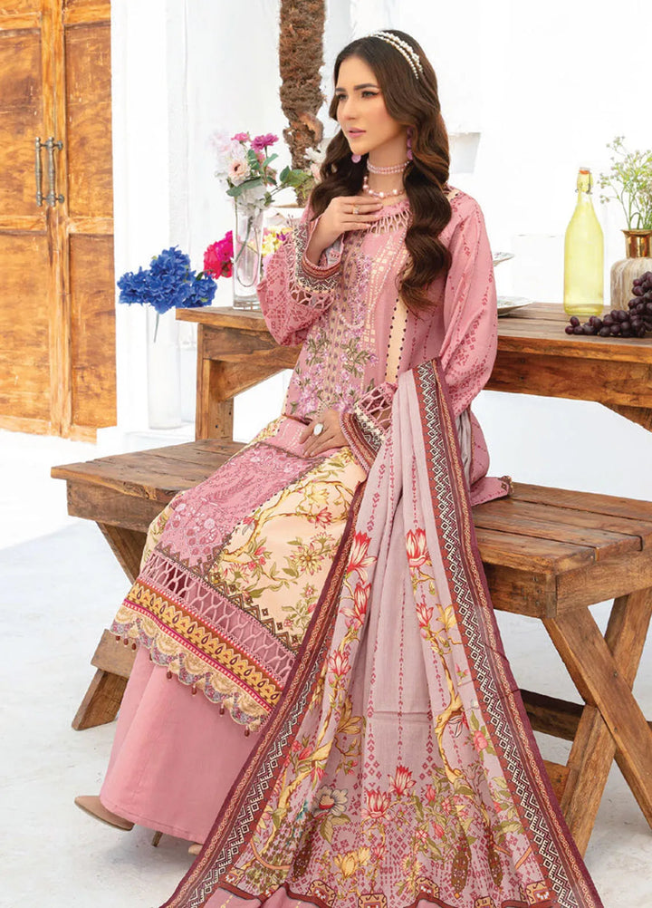 Saira Bano By Humdum Embroidered Lawn Suit Unstitched 3 Piece HD24S D-01 - Summer Collection