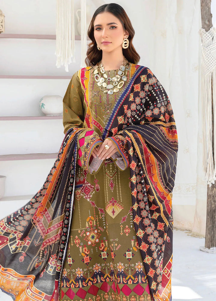 Saira Bano By Humdum Embroidered Lawn Suit Unstitched 3 Piece HD24S D-06 - Summer Collection