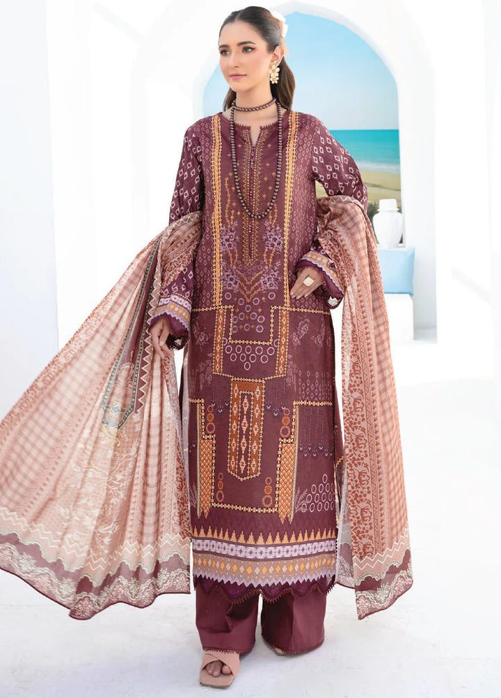 Saira Bano By Humdum Embroidered Lawn Suit Unstitched 3 Piece HD24S D-07 - Summer Collection