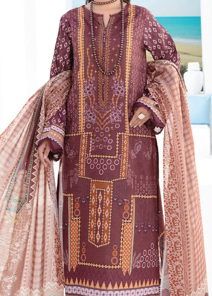 Saira Bano By Humdum Embroidered Lawn Suit Unstitched 3 Piece HD24S D-07 - Summer Collection