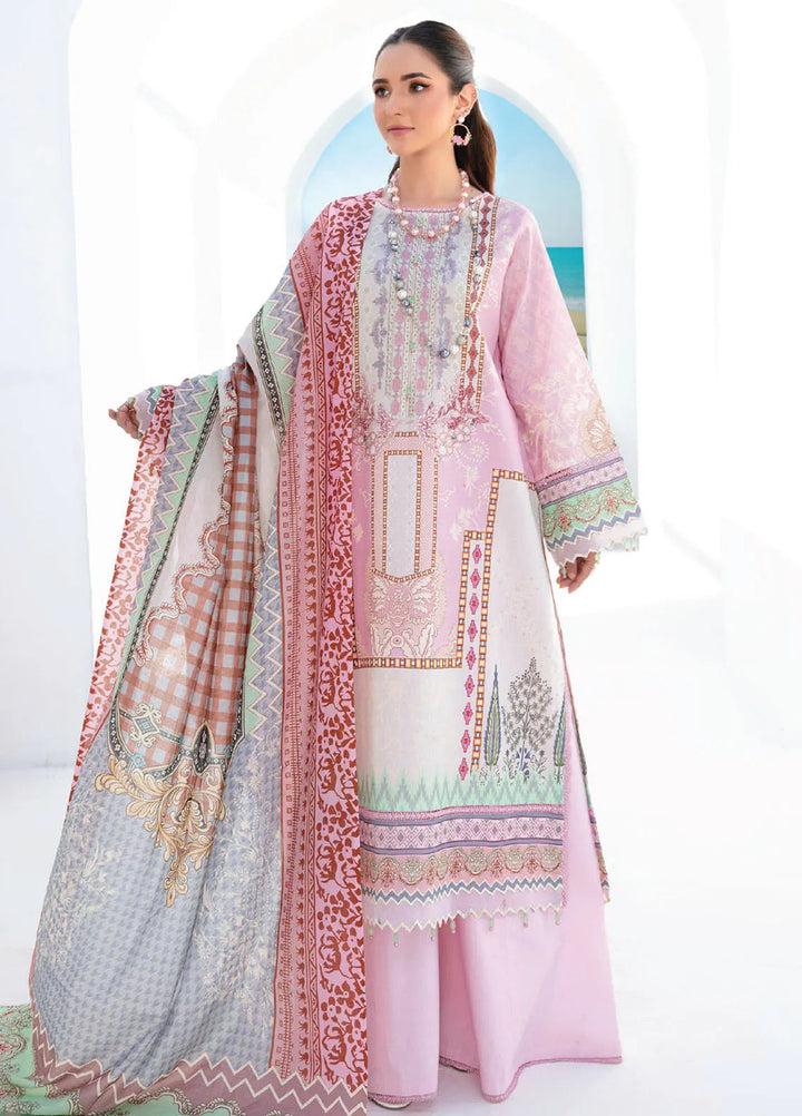 Saira Bano By Humdum Embroidered Lawn Suit Unstitched 3 Piece HD24S D-08 - Summer Collection