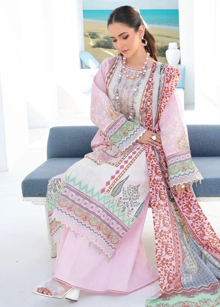 Saira Bano By Humdum Embroidered Lawn Suit Unstitched 3 Piece HD24S D-08 - Summer Collection
