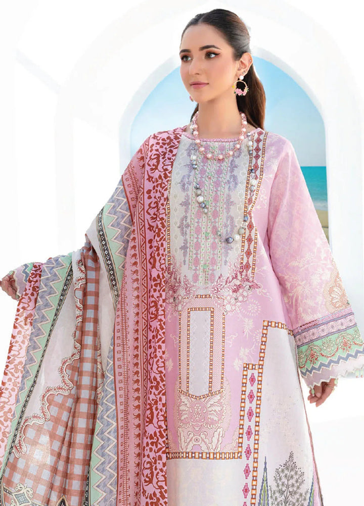 Saira Bano By Humdum Embroidered Lawn Suit Unstitched 3 Piece HD24S D-08 - Summer Collection