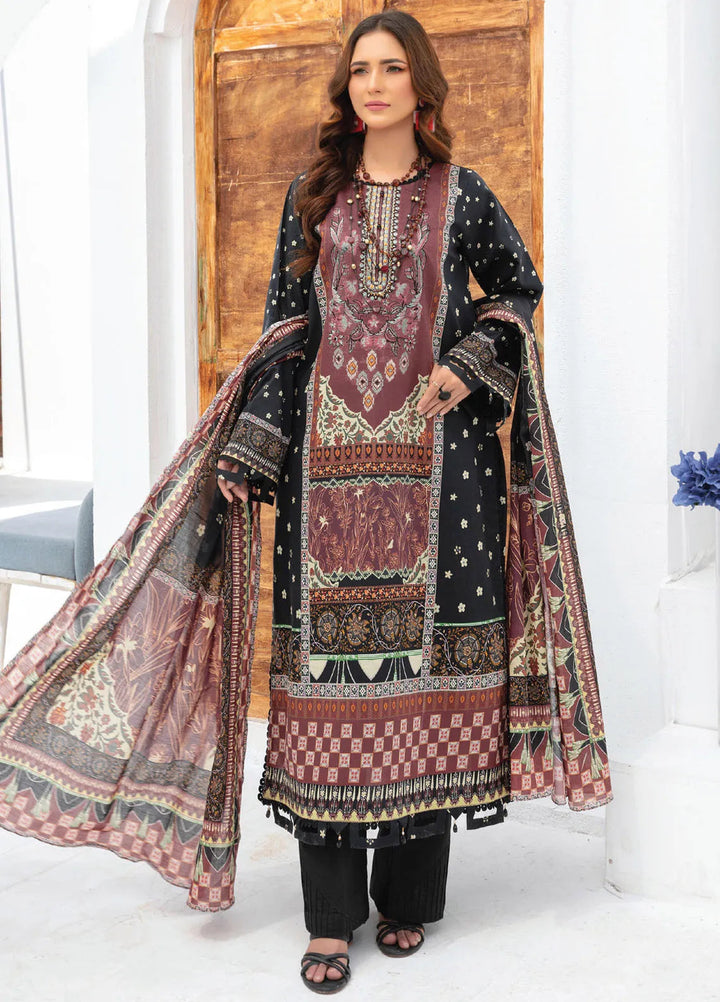 Saira Bano By Humdum Embroidered Lawn Suit Unstitched 3 Piece HD24S D-09 - Summer Collection