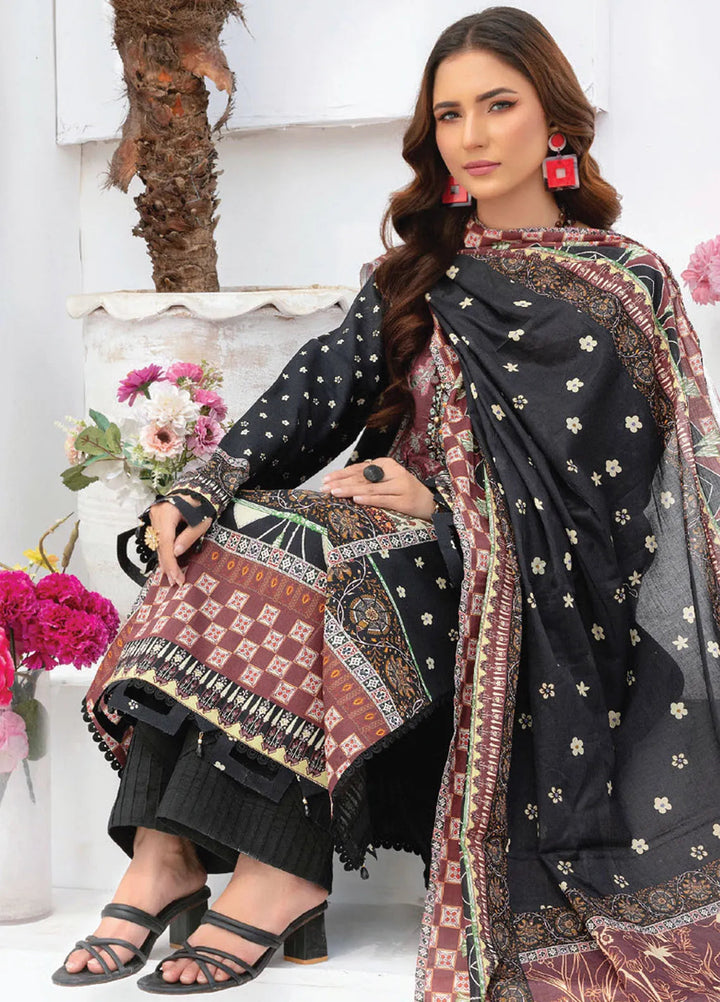 Saira Bano By Humdum Embroidered Lawn Suit Unstitched 3 Piece HD24S D-09 - Summer Collection