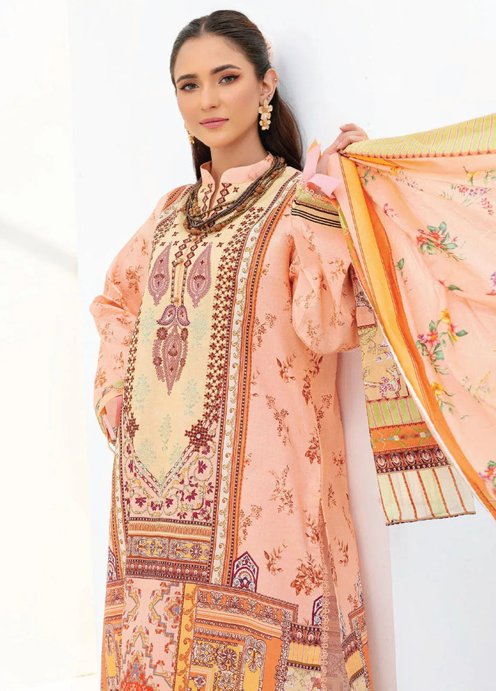 Saira Bano By Humdum Embroidered Lawn Suit Unstitched 3 Piece HD24S D-10 - Summer Collection
