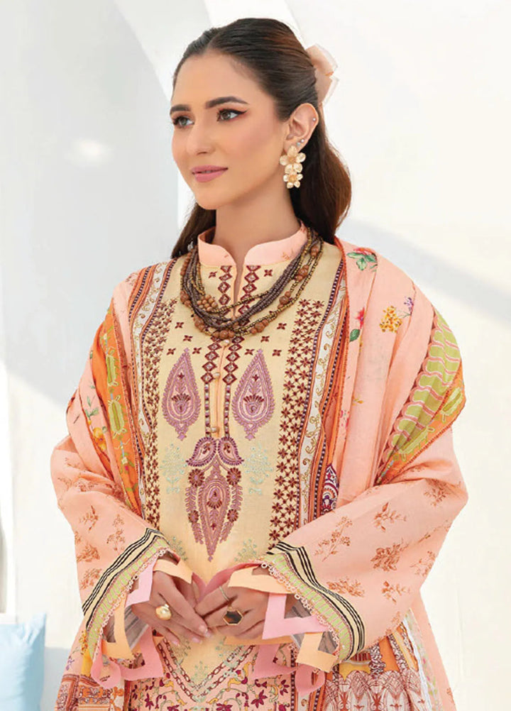 Saira Bano By Humdum Embroidered Lawn Suit Unstitched 3 Piece HD24S D-10 - Summer Collection