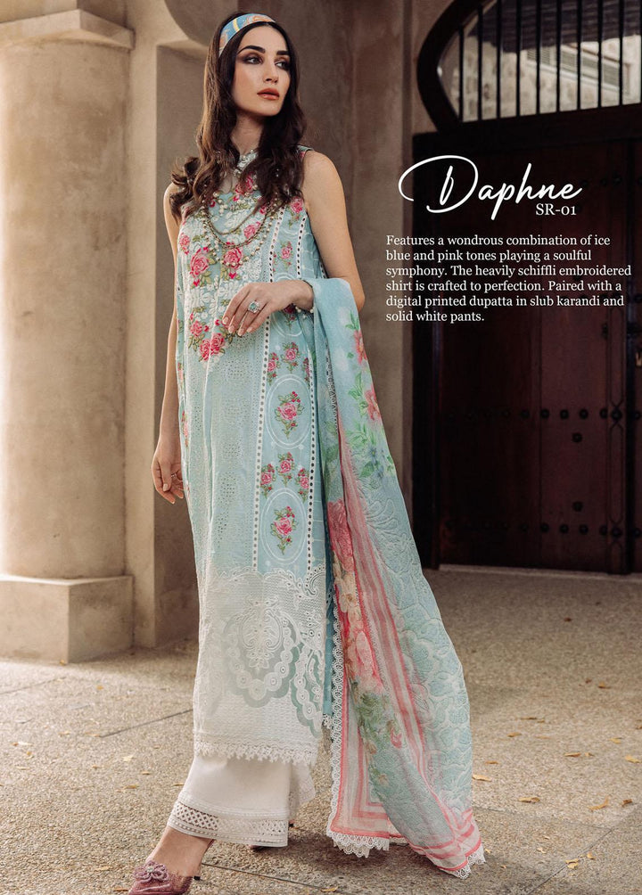 Saira Rizwan Embroidered Lawn Suits Unstitched 3 Piece SR23L SR-01 Daphne - Luxury Collection