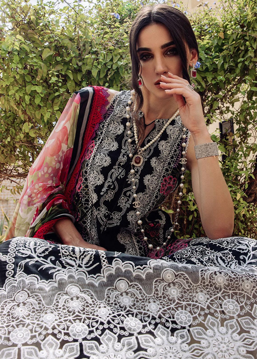 Saira Rizwan Embroidered Lawn Suits Unstitched 3 Piece SR23L SR-04 Salvia - Luxury Collection