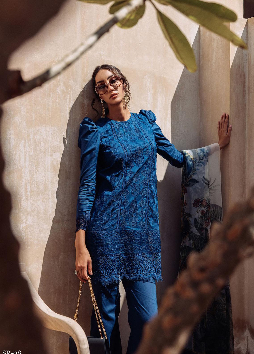 Saira Rizwan Embroidered Lawn Suits Unstitched 3 Piece SR23L SR-08 Iris - Luxury Collection