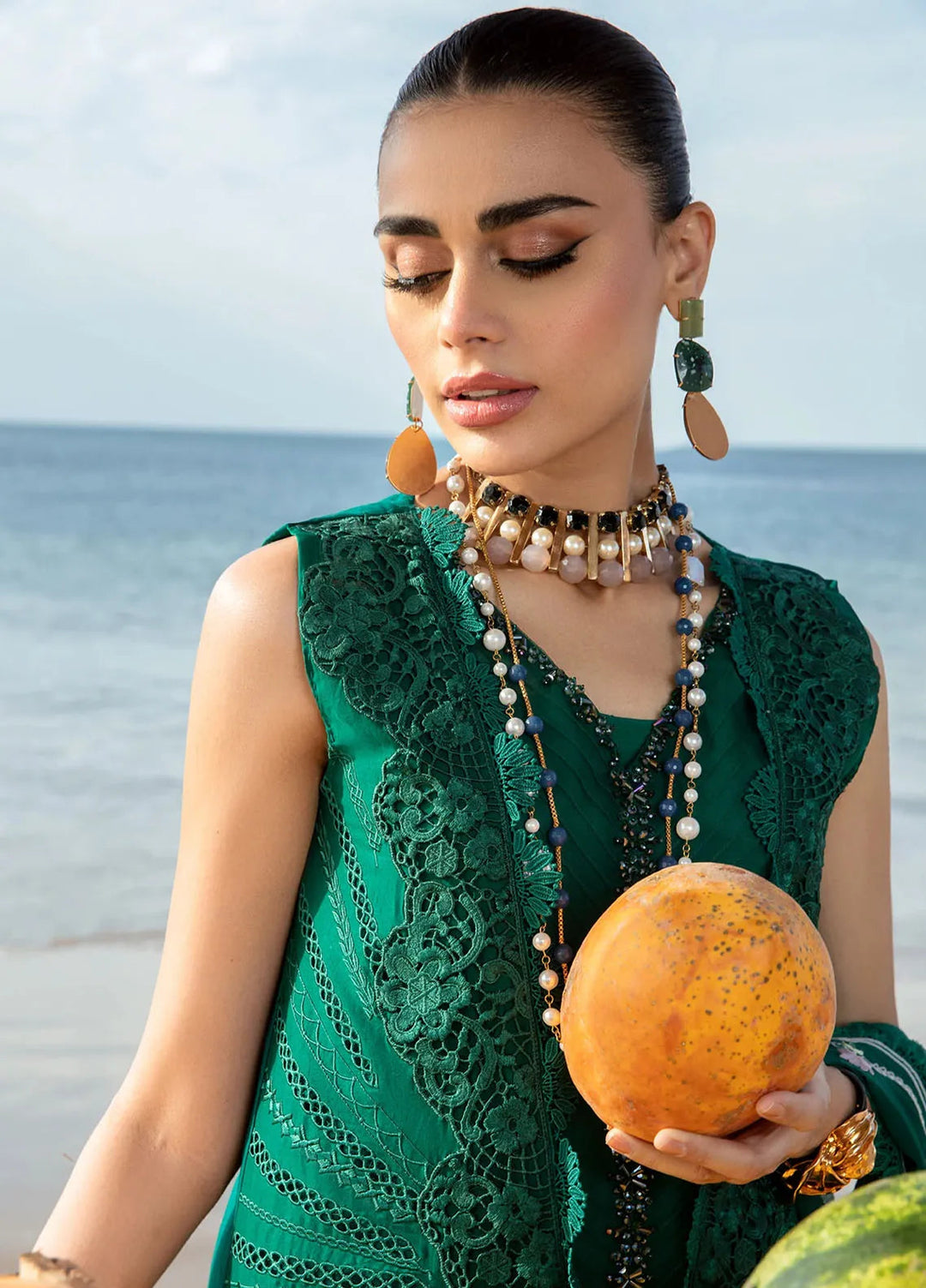 Saira Shakira Embroidered Lawn Suits Unstitched 3 Piece SSR24C Ulysses-Seaweed - Summer Collection