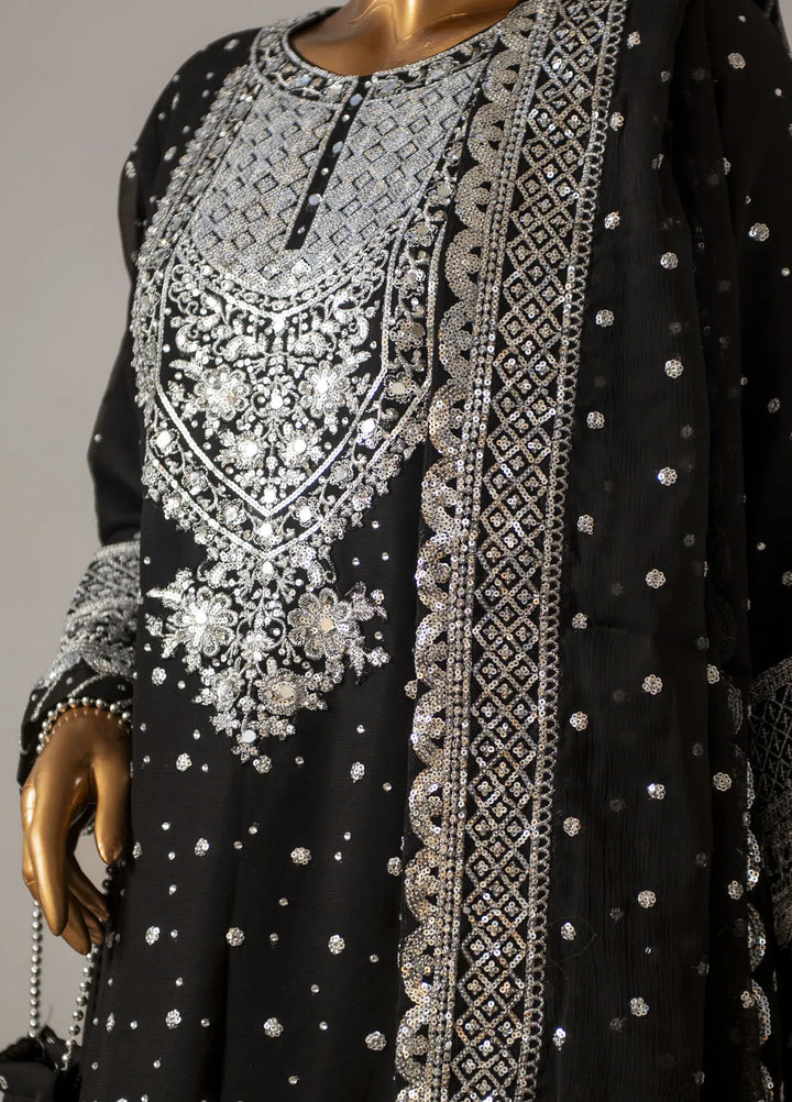 Saira Sultana Pret Embroidered Chiffon 3 Piece Suit Mah-Jabeen Black