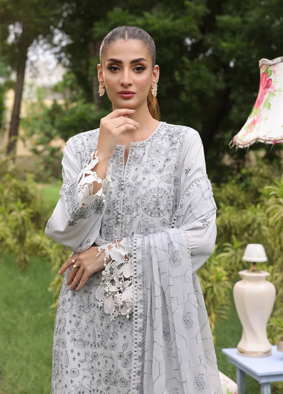 Salitex Embroidered Cambric Suits Unstitched 3 Piece UNW24CK012UT - Summer Collection