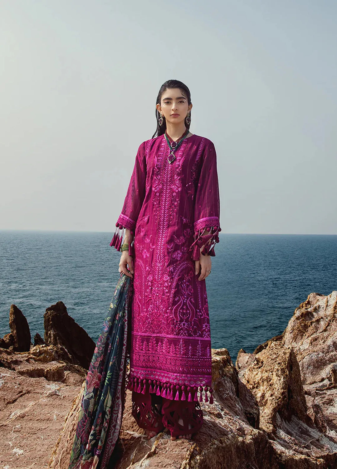 Salitex Embroidered Cotton Net Suits Unstitched 3 Piece WUS3LA23NO55UT - Festive Collection