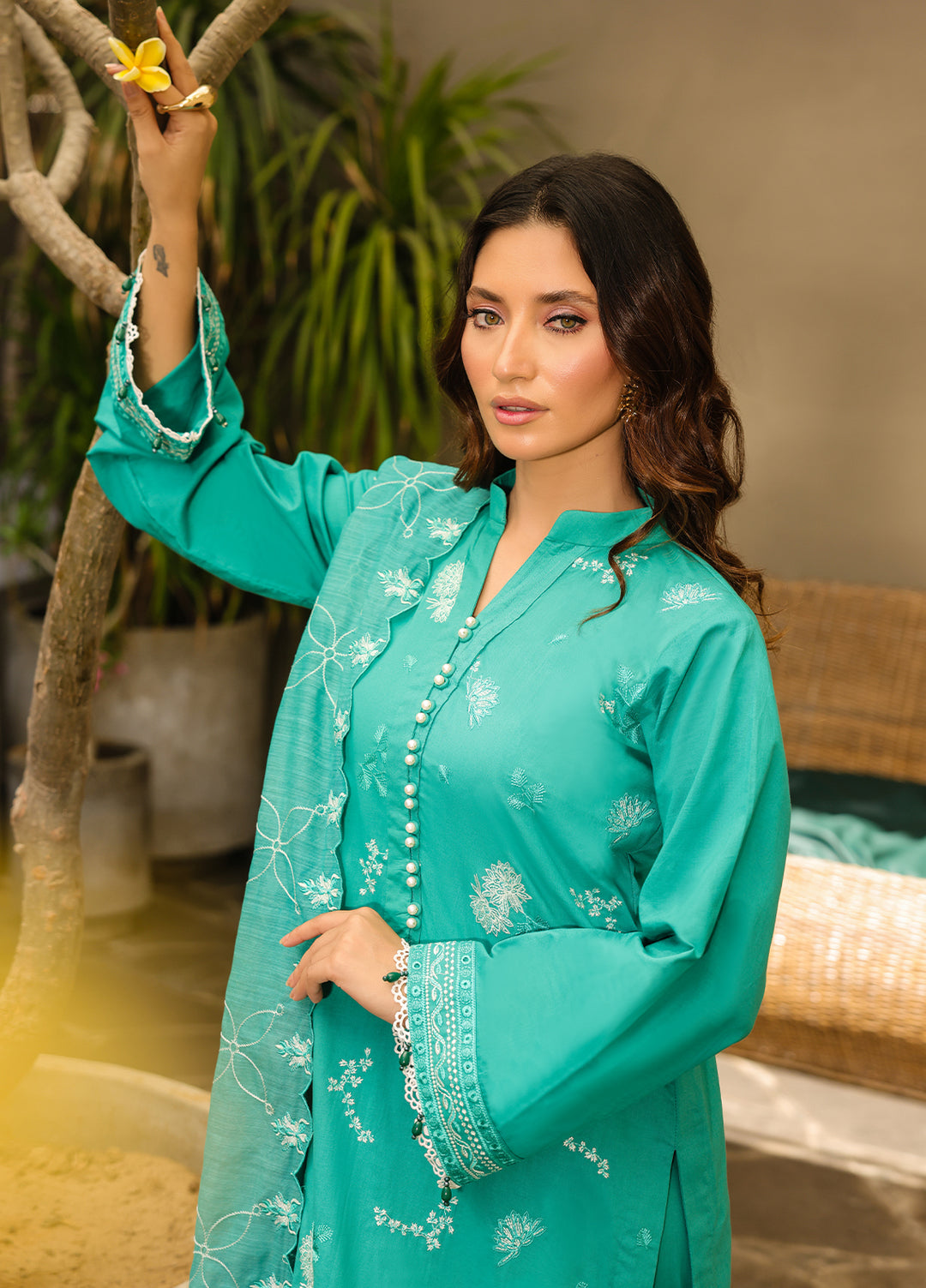 Salitex Embroidered Lawn Suits Unstitched 3 Piece SUNS7ALM051UT - Summer Collection
