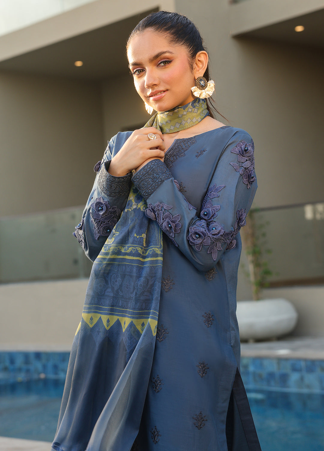 Salitex Embroidered Lawn Suits Unstitched 3 Piece SUNS7ALM058UT - Summer Collection