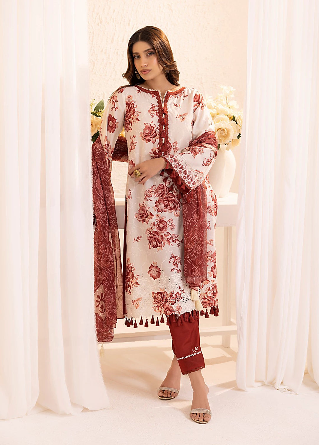 Salitex Embroidered Silk Lawn Suits Unstitched 3 Piece SUNS7PCK012UT - Summer Collection