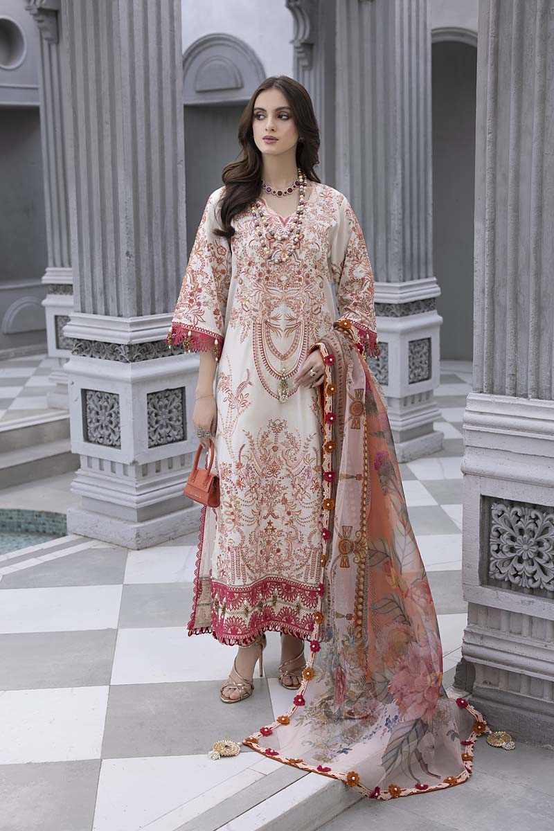 Husn E Adaa by Maham Sultan Unstitched Embroidered Lawn 3 Piece Suit MS26UHA Saloni - Lawn Collection