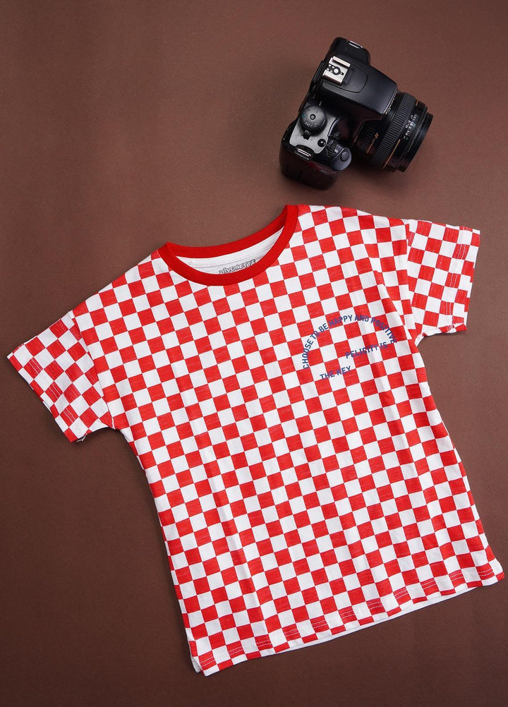 Sanaulla Exclusive Range Cotton Casual T-Shirts for Boys -  7560-2 Red
