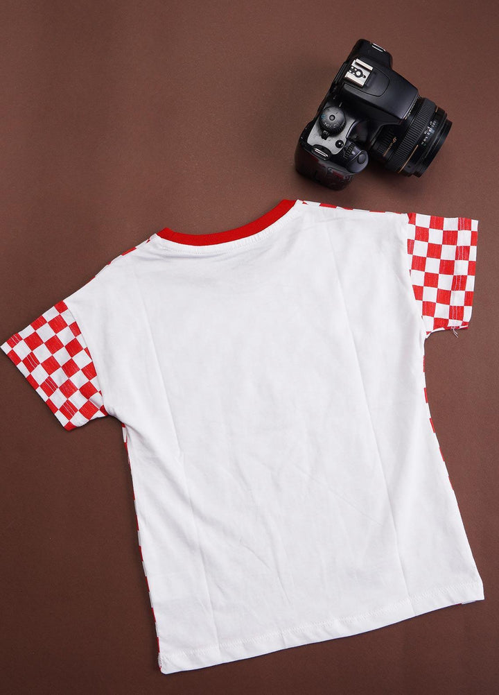 Sanaulla Exclusive Range Cotton Casual T-Shirts for Boys -  7560-2 Red