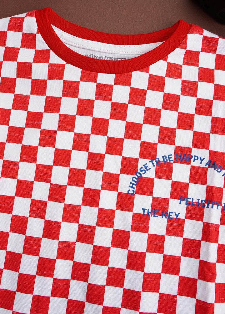 Sanaulla Exclusive Range Cotton Casual T-Shirts for Boys -  7560-2 Red