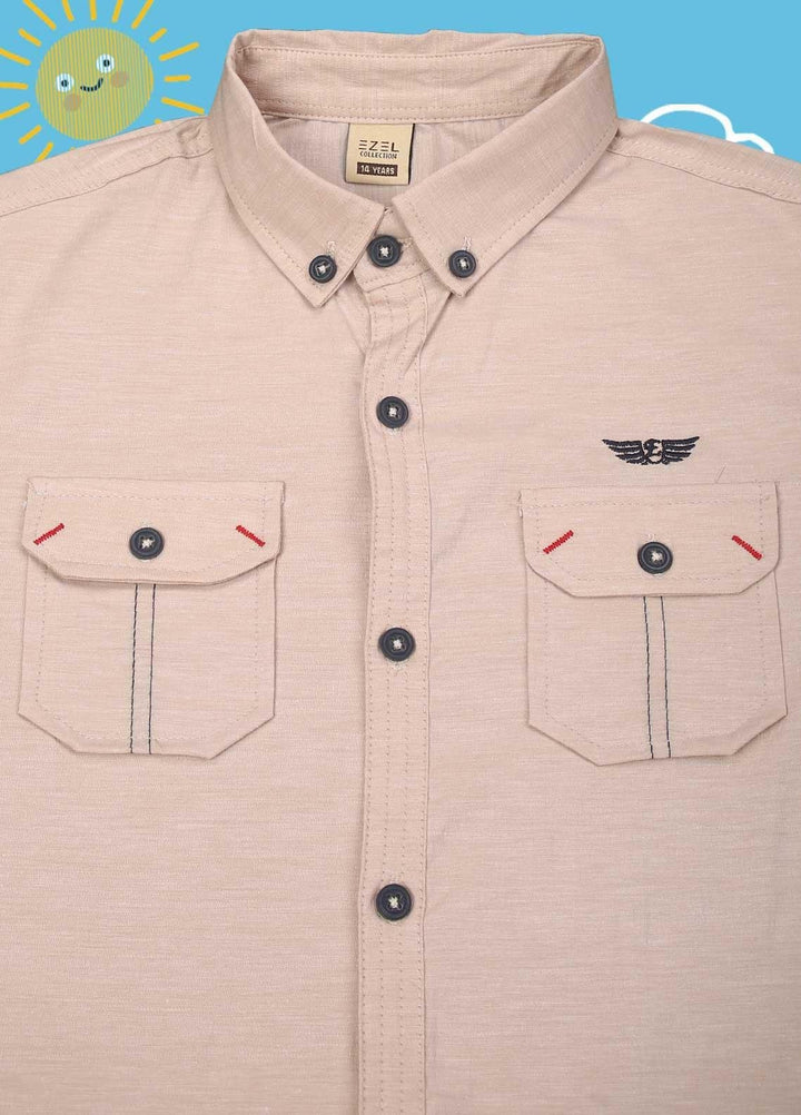 Sanaulla Exclusive Range Cotton Casual Shirts for Boys -  1013 Fawn