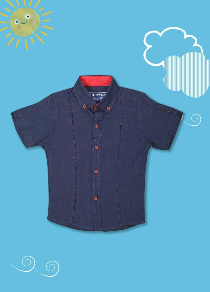 Sanaulla Exclusive Range Cotton Casual Shirts for Boys -  2005 Navy Blue