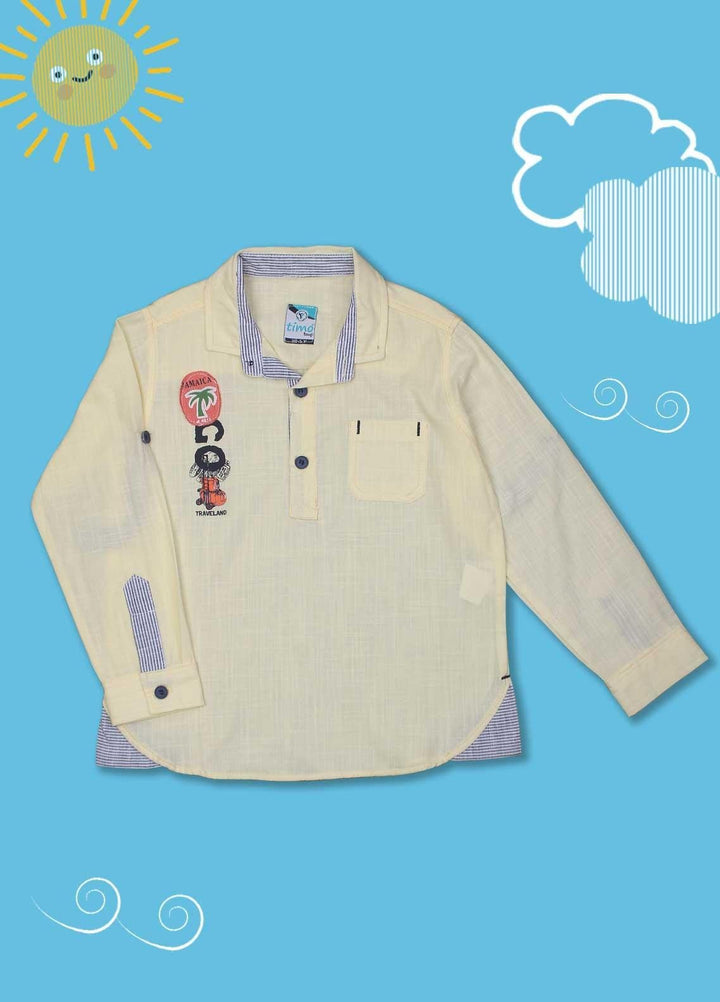 Sanaulla Exclusive Range Cotton Casual Boys Shirts -  D-552 Yellow