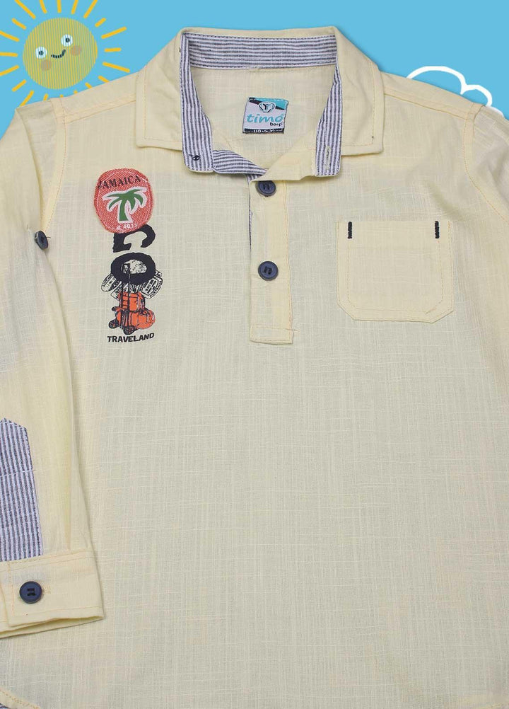 Sanaulla Exclusive Range Cotton Casual Boys Shirts -  D-552 Yellow