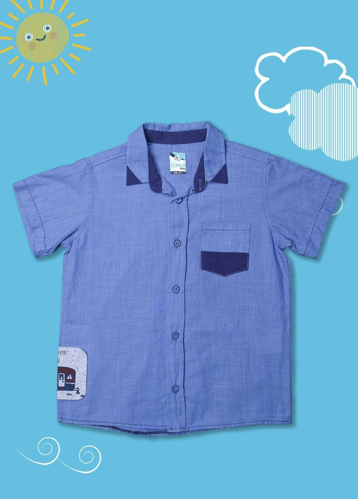Sanaulla Exclusive Range Cotton Casual Boys Shirts -  D-803 Light Blue