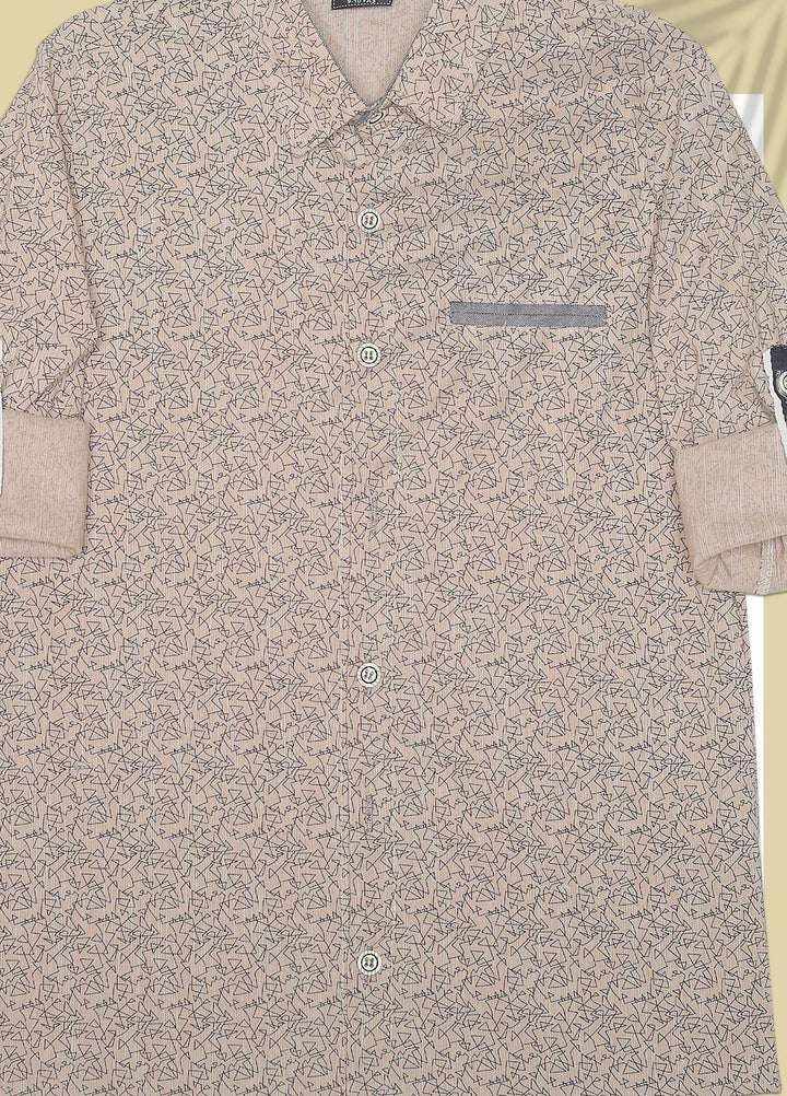 Sanaulla Exclusive Range  Fancy Shirts for Boys -  SU22BS 343051 Beige