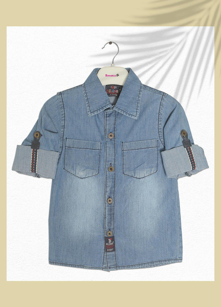 Sanaulla Exclusive Range  Fancy Shirts for Boys -  SU22BS 342864 Blue