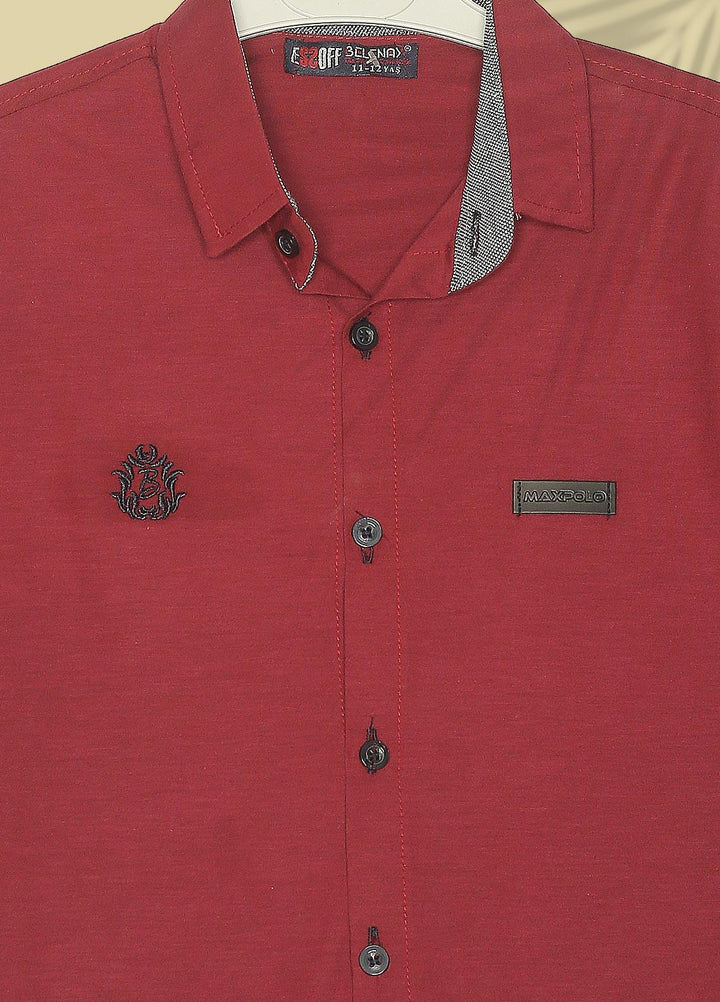 Sanaulla Exclusive Range  Fancy Boys Shirts -  SU22BS 342803 Maroon