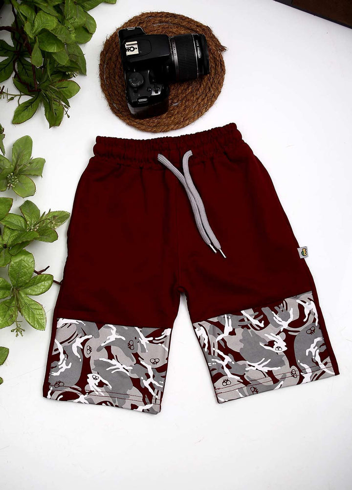 Sanaulla Exclusive Range Cotton Fancy Shorts for Boys -  D-3240 Maroon