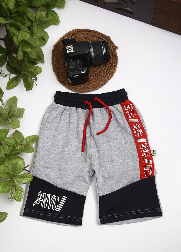 Sanaulla Exclusive Range Cotton Fancy Shorts for Boys -  D-3349 Light Grey