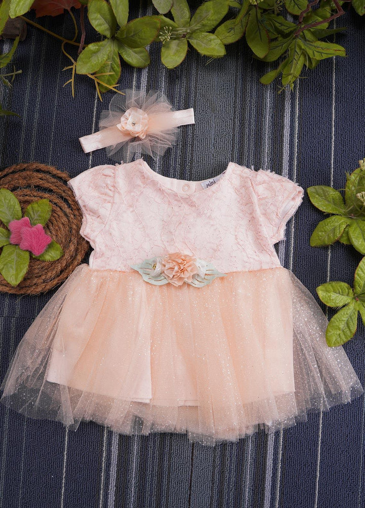 Sanaulla Exclusive Range  Fancy Frocks for Girls -  8-4003 Peach